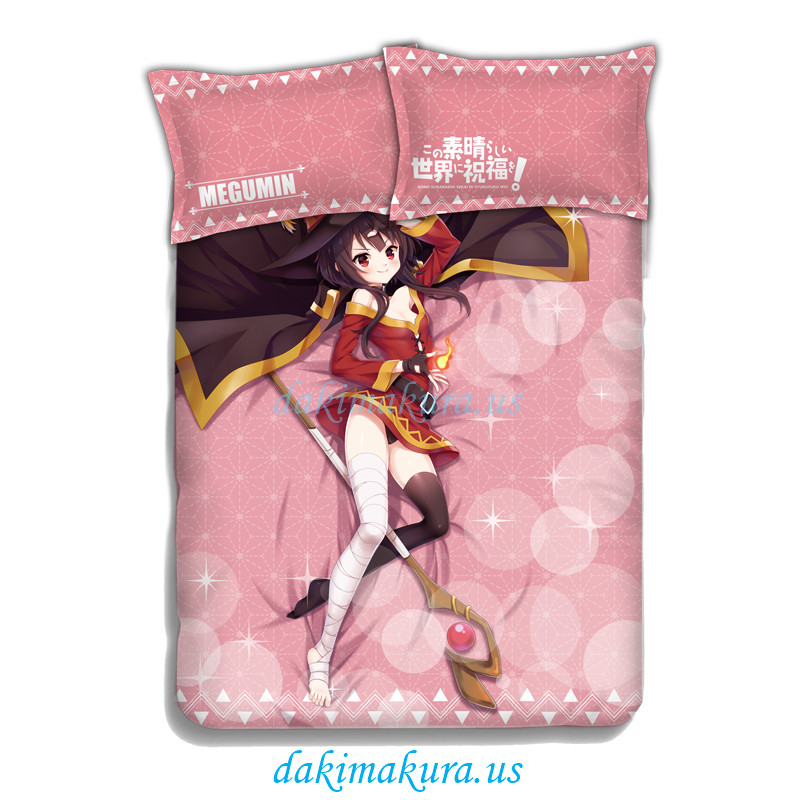 Megumi - KonoSuba Anime 4 Pieces Bedding Sets,Bed Sheet Duvet Cover with Pillow Covers